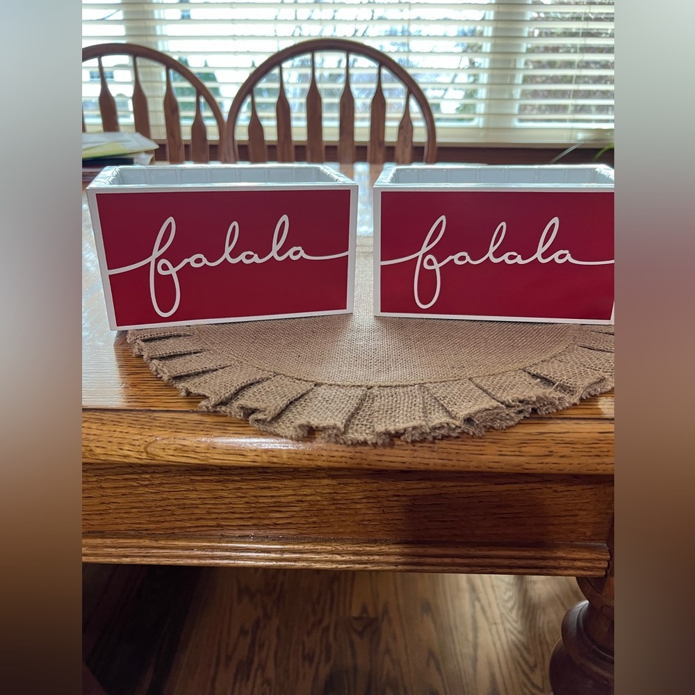 2 Christmas Wooden Planters w/plastic inserts- great for Holiday Decorating